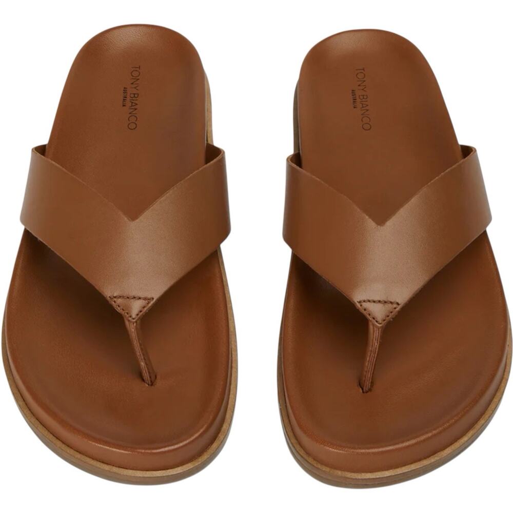 Tony Bianco Loop Tan Sandals Thongs Flip Flops Platform Sz US 9.5 EU 40 Boho